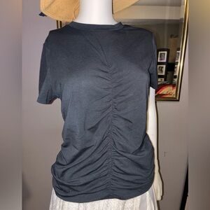 Sanctuary Ruched Front Short Sleeve Top - Blue